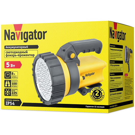 Фонарь Navigator 94 966 NPT-SP10-ACCU Прожект. 37LED, аккум.4В, 4Ач. от магазина Диал Электро