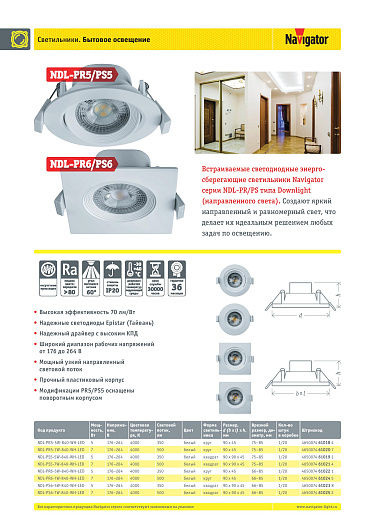 Светильник Navigator 61 020 NDL-PR5-7W-840-WH-LED от магазина Диал Электро