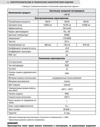 Светильник складской светодиодный LHB-02 150Вт 120гр 230В 5000К 15750Лм 105Лм/Вт IP65 без пульсации NEOX 4690612042633 от магазина Диал Электро