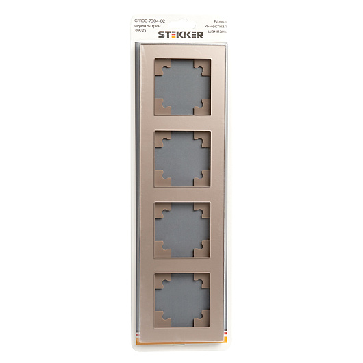 Рамка горизонтальная 4-местная, серия Катрин, GFR00-7004-02, шампань от магазина Диал Электро