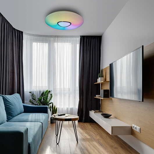 Светодиодный управляемый светильник накладной Feron AL5777 RAINBOW тарелка 60W RGB + CCT 3000К-6000K 41917 от магазина Диал Электро