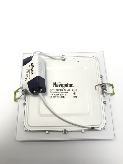 Светильник потолочный светодиодный квадратный Navigator 71 383 NLP-S1-12W-840-WH-LED(172x172) от магазина Диал Электро