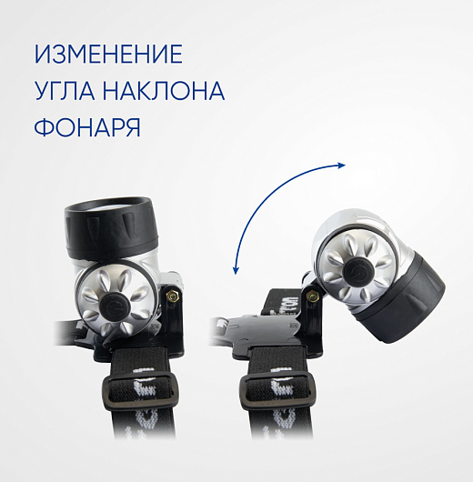 Фонарь налобный светодиодный, работающий от батареек 3*AAA, 1W 7LEDs, IP44, пластик, TH2303 от магазина Диал Электро