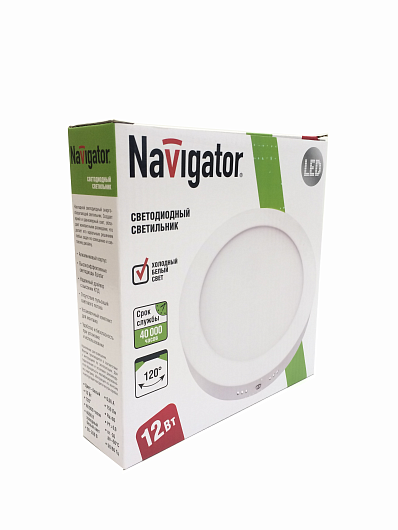 Светильник светодиодный круглый накладной 4000к Navigator 71 393 NLP-RW1-12W-R172-840-WH-LED от магазина Диал Электро