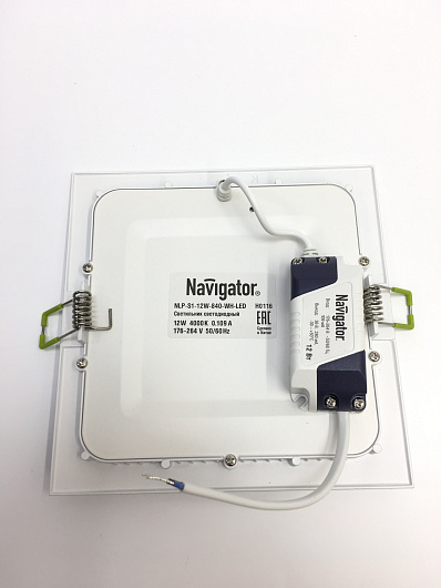 Светильник потолочный светодиодный квадратный Navigator 71 383 NLP-S1-12W-840-WH-LED(172x172) от магазина Диал Электро