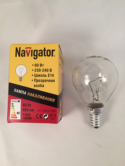 Лампа Navigator 94 316 NI-C-60-230-E14-CL (КНР) от магазина Диал Электро