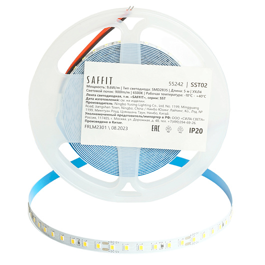 SST02 SAFFIT 120SMD(2835)/м 9.6Вт/м 12V 5000*8*1.22мм 6500К, IP20 Артикул 55242 от магазина Диал Электро