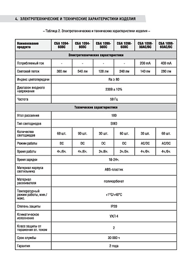 Светильник светодиодный аварийный СБА 2207DC 6+1LED 1.0Ah lithium battery DC IN HOME включение при отключении питания, 2 режима работы от магазина Диал Электро