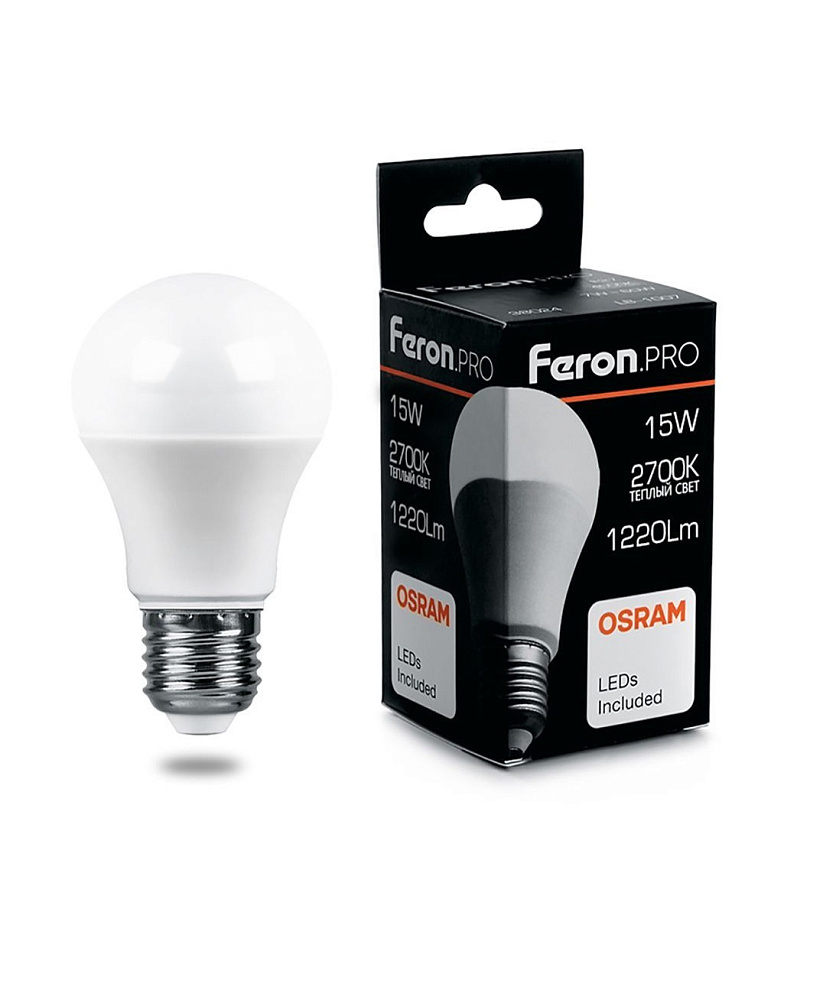 Лампа светодиодная Feron.PRO LB-1015 Шар E27 15W 2700K OSRAM LED 38035.  Код: 38035