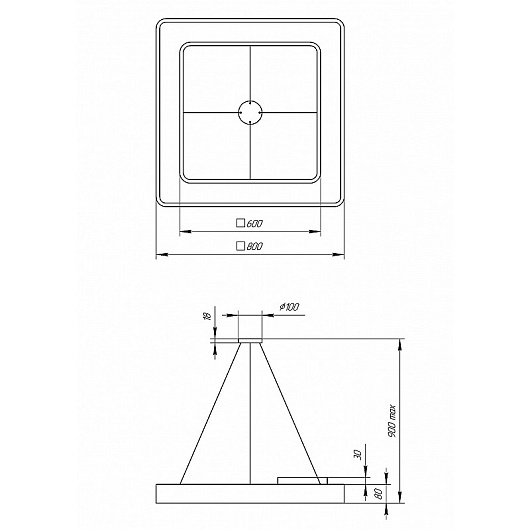 Светильник LED ЭРА Geometria SPO-162-B-40K-070 Quadro 70Вт 4000К 4200Лм IP40 800*800*80 черный подвесной от магазина Диал Электро