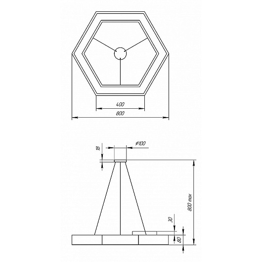 Светильник LED ЭРА Geometria SPO-124-B-40K-051 Hexagon 51Вт 4000К 3900Лм IP40 800*800*80 черный подвесной от магазина Диал Электро