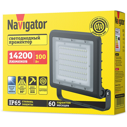 Прожектор светодиодный 6500к ip65 100 вт Navigator 80 674 NFL-02-100-6.5K-BL-LED от магазина Диал Электро