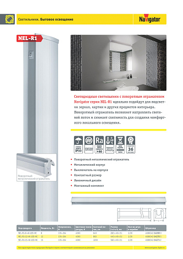 Светильник Navigator 14 269 NEL-R1-8-4K-LED-NC от магазина Диал Электро