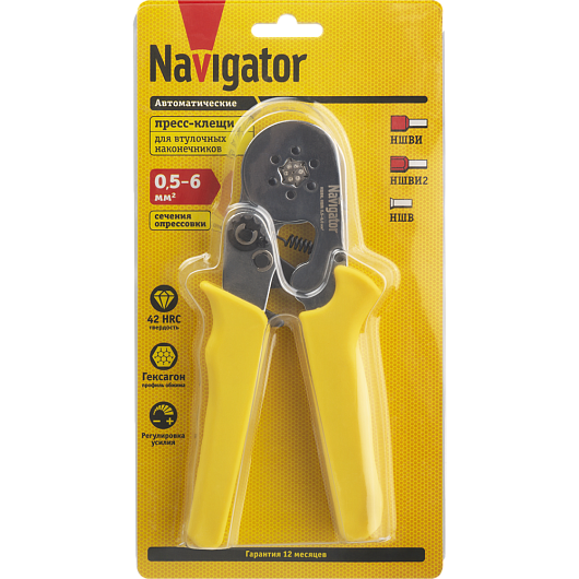 Пресс-клещи Navigator 80 366 NHT-Pkv01-D-6 (для втулочных, 6 мм2) от магазина Диал Электро