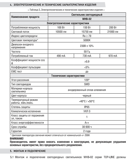 Светильник складской светодиодный WHB-02 150Вт 230В 5000К 13500Лм IP65 без пульсации IN HOME промышленный от магазина Диал Электро