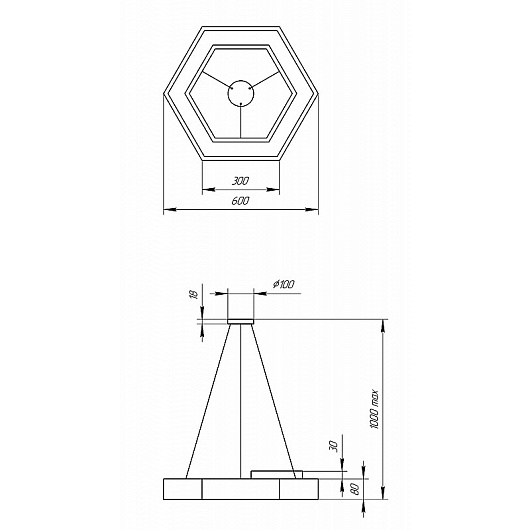 Светильник LED ЭРА Geometria SPO-123-B-40K-045 Hexagon 45Вт 4000К 2500Лм IP40 600*600*80 черный подвесной  от магазина Диал Электро