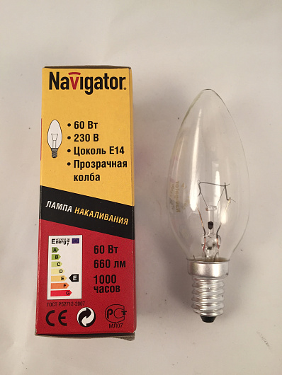 Лампа Navigator 94 304 NI-B-60-230-E14/CL (КНР) от магазина Диал Электро