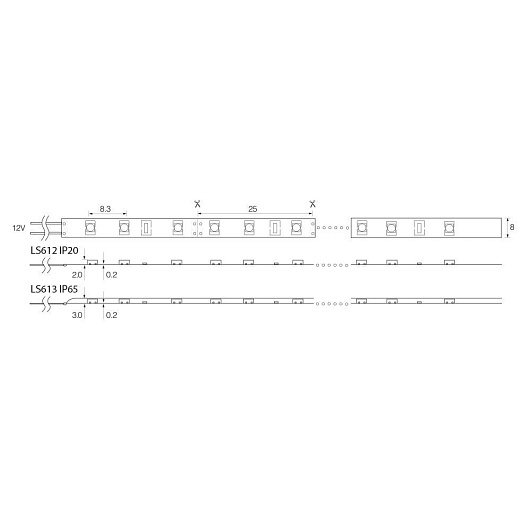 Лента светодиодная, 120SMD(2835)/m 9.6W/m 12V 5m 6500К, LS613 от магазина Диал Электро