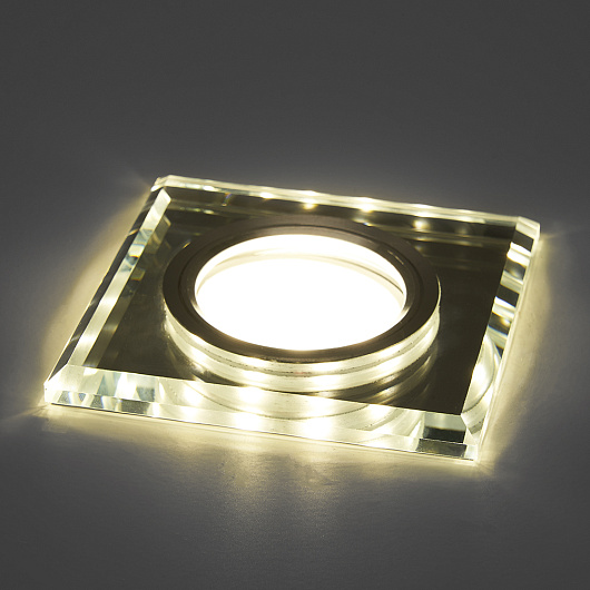 Светильник потолочный встраиваемый со светодиодной подсветкой 15LED*2835 SMD 4000K, MR16 50W G5.3, белый, хром, CD8150 с драйвером в комплекте от магазина Диал Электро