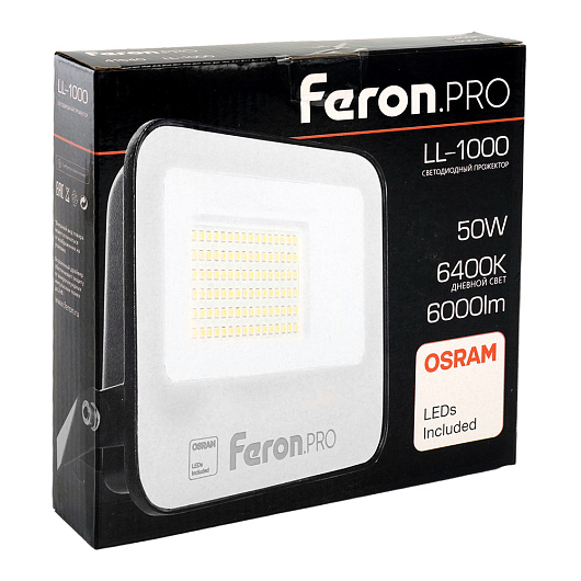 Светодиодный прожектор Feron.PRO LL-1000 IP65 50W 6400K 41540 от магазина Диал Электро