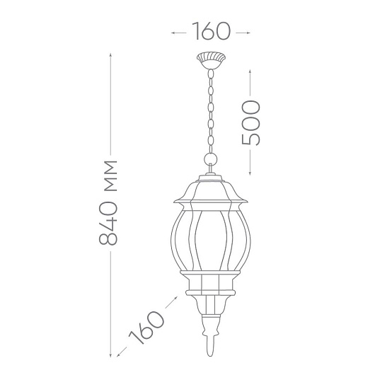 Светильник садово-парковый, 100W 230V E27 белый, 8105/PL8105 (на цепочке) от магазина Диал Электро