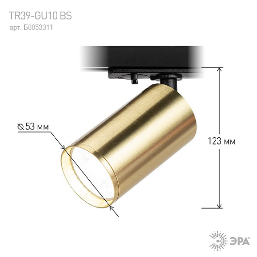 Трековый светильник однофазный ЭРА TR39-GU10 BS под лампу MR16 латунь от магазина Диал Электро