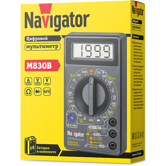 Мультиметр Navigator 82 430 NMT-Mm02-830B (830B) от магазина Диал Электро