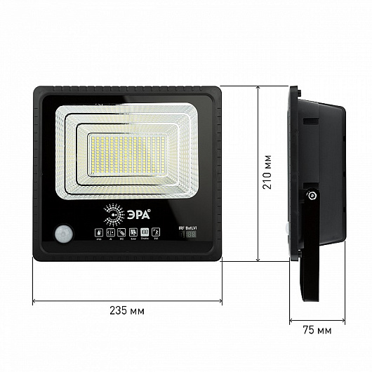 ERAPRO-100 ЭРА Прожектор светодиодный уличный на солн. бат. 100W, 1200 lm, 5000K, с датч. движения, ПДУ, IP65 от магазина Диал Электро