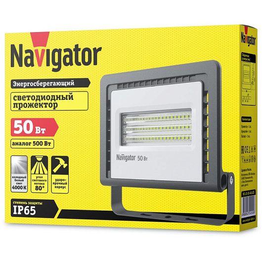 Светодиодный прожектор 50 вт 4000к Navigator 14 145 NFL-01-50-4K-LED от магазина Диал Электро