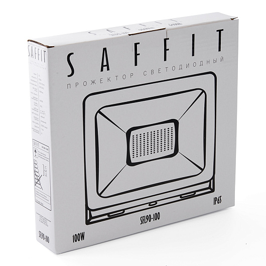 Светодиодный прожектор SAFFIT SFL90-100 IP65 100W 4000K черный 55230 от магазина Диал Электро