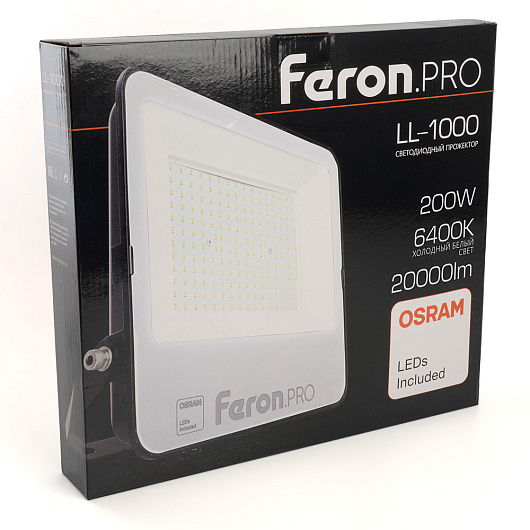 Светодиодный прожектор Feron.PRO LL-1000 IP65 200W 6400K черный 51016 от магазина Диал Электро