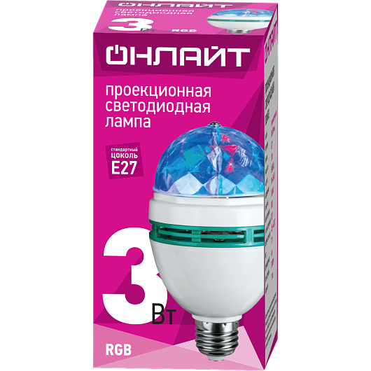 Лампа ОНЛАЙТ 61 120 OLL-DISCO-3-230-RGB-E27 от магазина Диал Электро