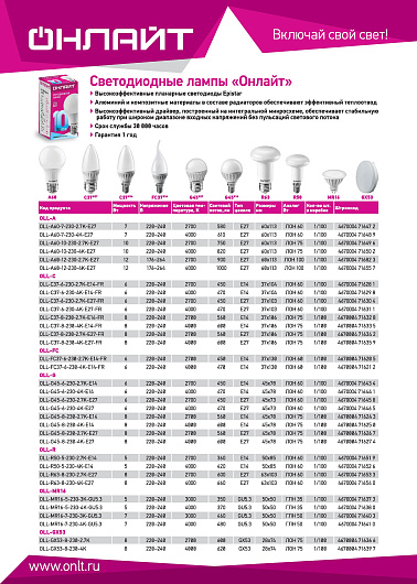 Лампа таблетка светодиодная gx53 8вт 2700к ОНЛАЙТ 71 636 OLL-GX53-8-230-2.7K от магазина Диал Электро