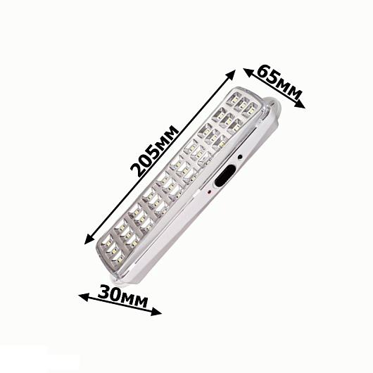 Светильник аккумуляторный, 30LED DC (3,7V 1,2AH литий-ионная батарея), белый, EL115 от магазина Диал Электро