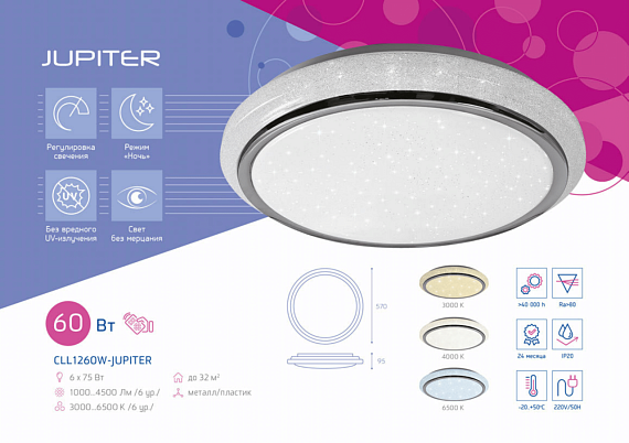 Светильник светодиодный CLL1260W-JUPITER от магазина Диал Электро