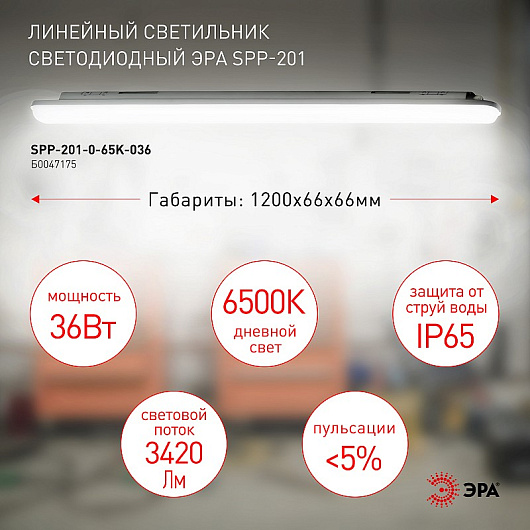  Линейный светодиодный светильник ЭРА SPP-201-0-40K-036 36Вт 4000К 3420Лм IP65 1200 матовый от магазина Диал Электро