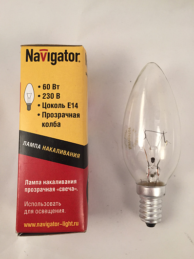 Лампа Navigator 94 304 NI-B-60-230-E14/CL (КНР) от магазина Диал Электро