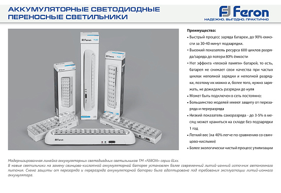 Светильник аккумуляторный, 30 LED DC, белый, EL15 артикул 12896 от магазина Диал Электро